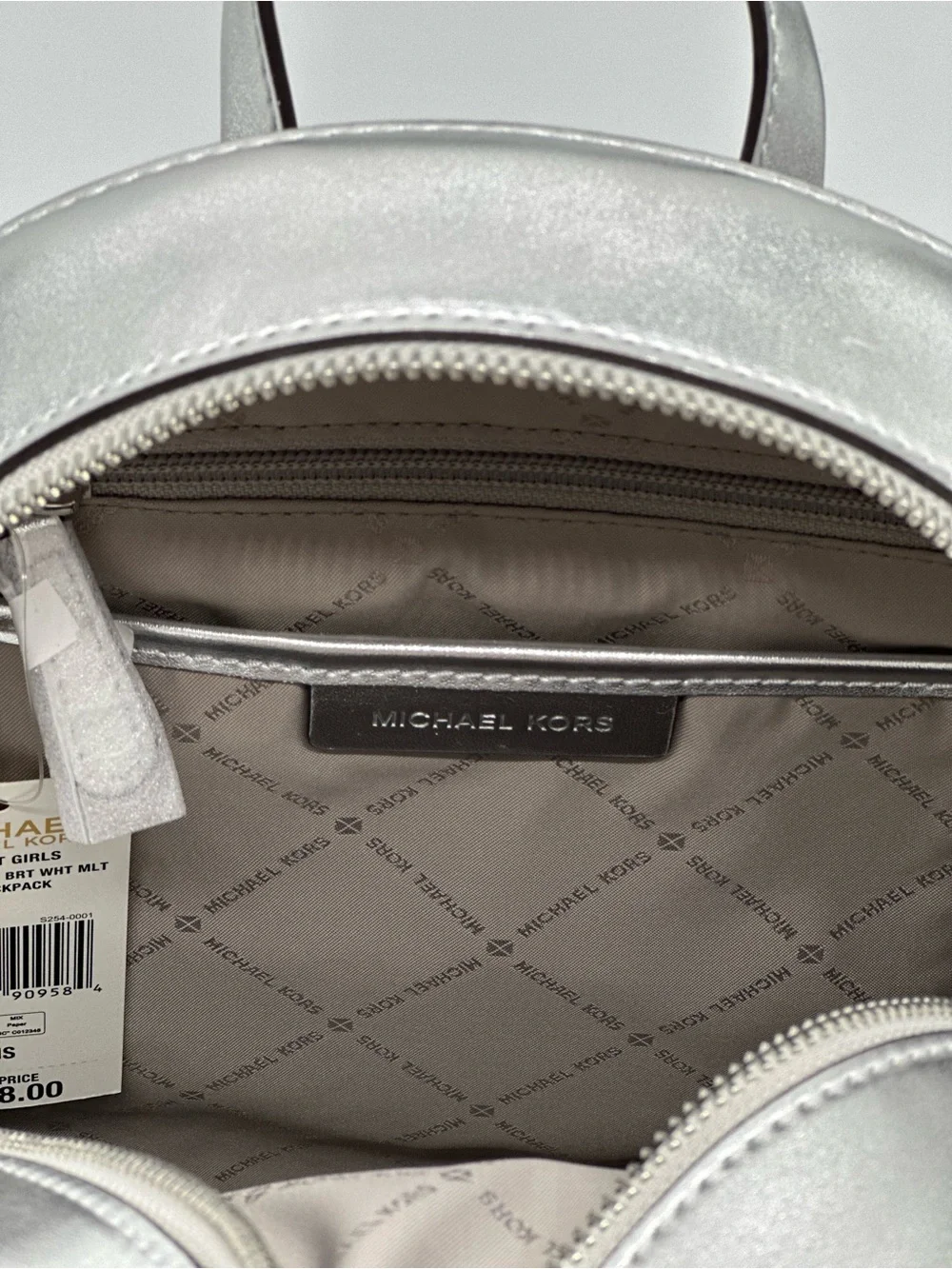 Michael Kors White Logo Print Mini Backpack with Multicolor Figures